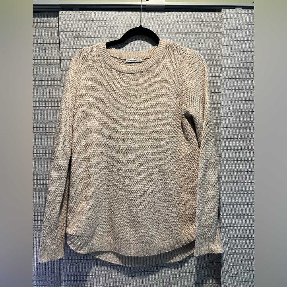 Cream sweater—pink clover